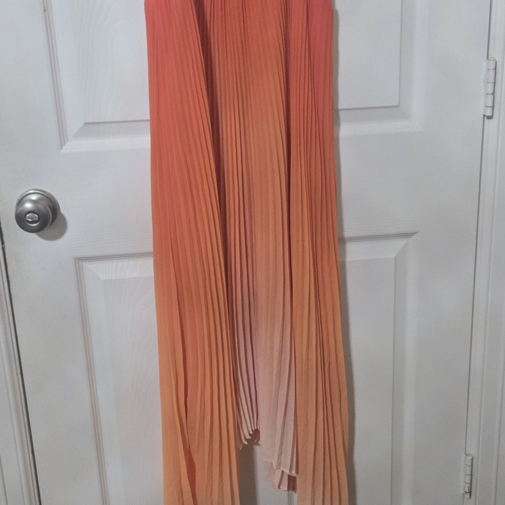 White House Black Market Pleated Halter Multicolor Detail Dress Size 4